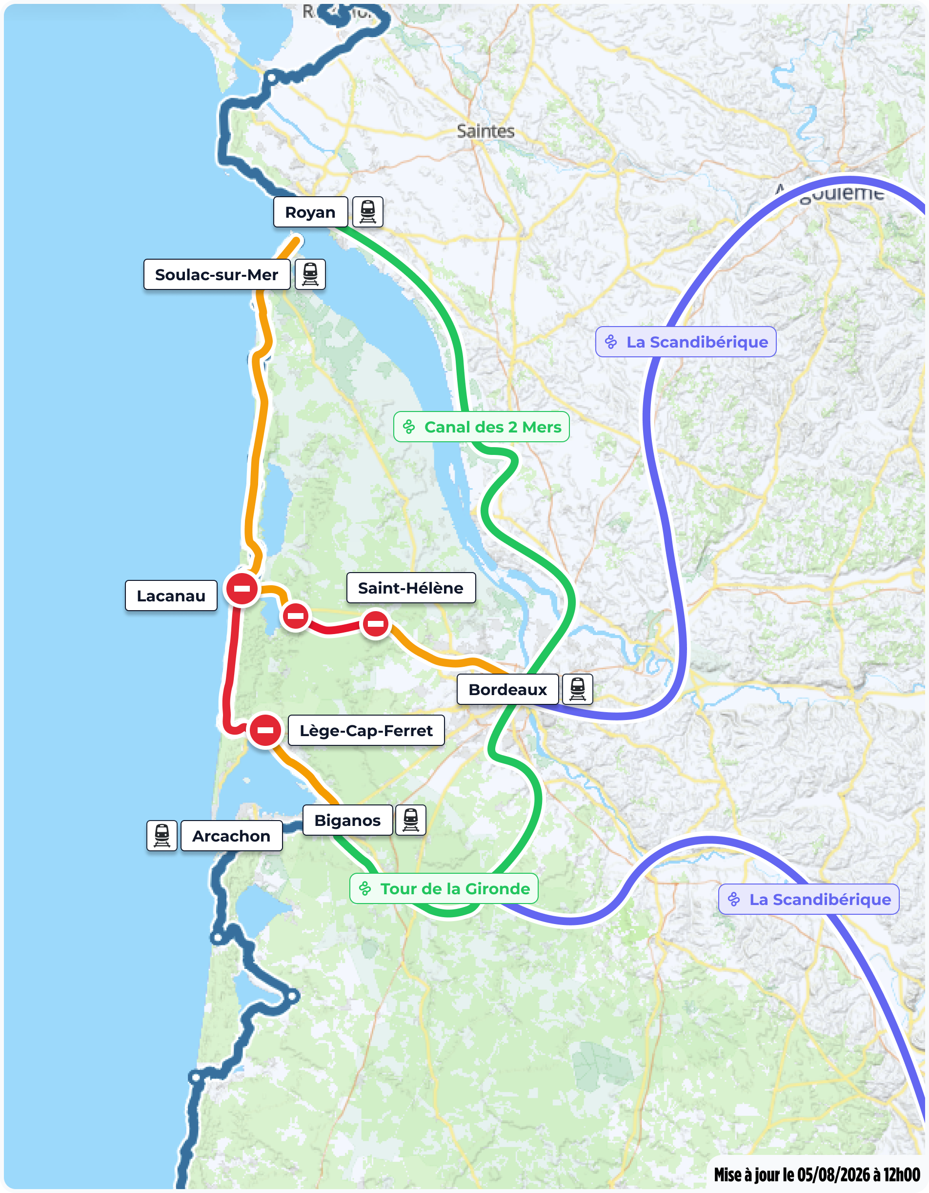 Carte des secteurs impactés